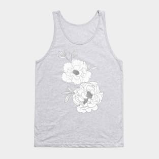 Grey Peony Pattern Tank Top